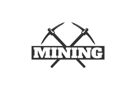 Mining Logo Design Vector. Pickaxe and Mining Logotype Conceptのイラスト素材