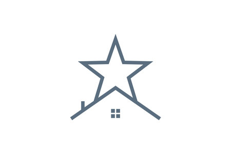 House star line vector icon illustration. Home star logo design template.のイラスト素材