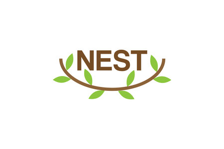 Green leaves with letter Nest logo design, natural product and ecology conceptのイラスト素材