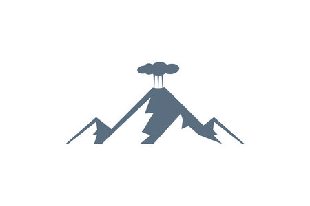 mountain with smoke and chimney vector logo design template, icon, and illustrationのイラスト素材