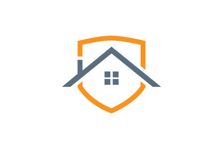 Home Security Logo Design Vector Template. Real Estate Logo Design Concept.のイラスト素材