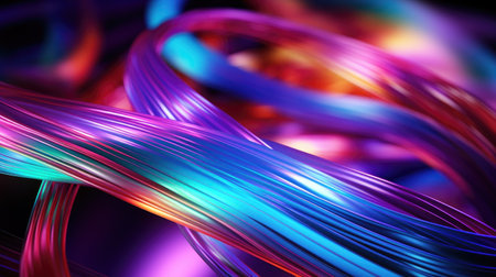 3d rendering of abstract wavy background with blurred light effects.の素材