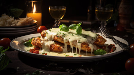 Baked chicken fillet with grated cheese and parmesanの素材