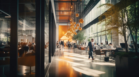 Business people walking in the lobby of a modern office building. Business concept.の素材