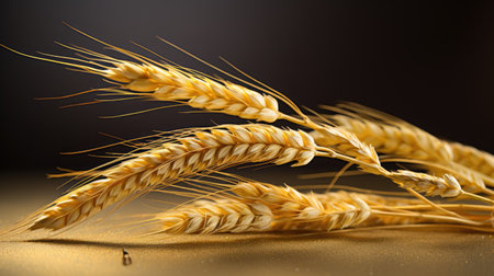 Ears of wheat on a dark background. Shallow depth of fieldの素材