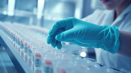 Close up of a female researcher carrying out scientific research in a labの素材