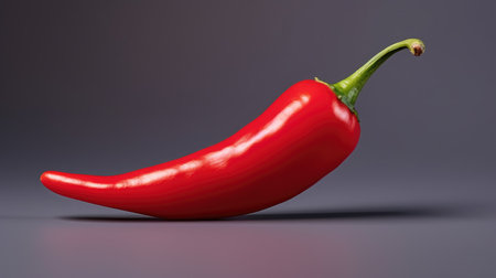 Red hot chili pepper on a gray background. 3d rendering.の素材