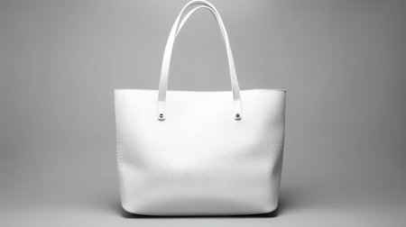 White leather handbag on gray background. 3d rendering mock upの素材