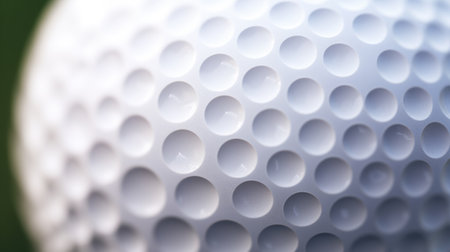 Close-up of golf ball on green background. Golf ball on green backgroundの素材