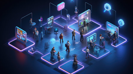Group of business people in social network concept. 3d rendering.の素材