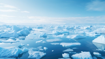 Icebergs floating in the ocean. Global warming concept. 3D renderingの素材