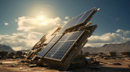 solar panels on the surface of the planet. 3d renderの素材