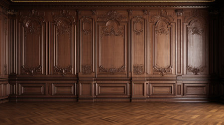 Classic interior of the room with moldings and wooden floor. 3d renderingの素材