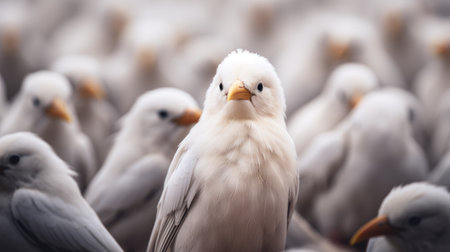 Group of seagulls in a row. Close up.の素材