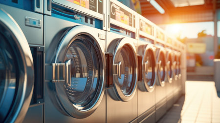 Laundry room with washing machine. Laundry room with washing machines.の素材