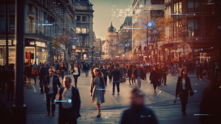 People walking in central London.の素材
