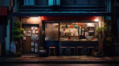 Japanese restaurant at night in Kyoto, Japan. Kyoto is the capital and largest city of Japan.の素材