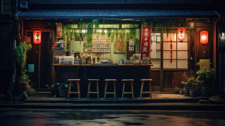 A restaurant in the old town of Tsukiji.の素材