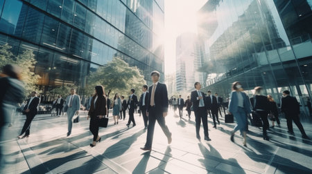Business People Rush Hour Walking Commuter Cityscape Corporate Concept - 3D Renderingの素材
