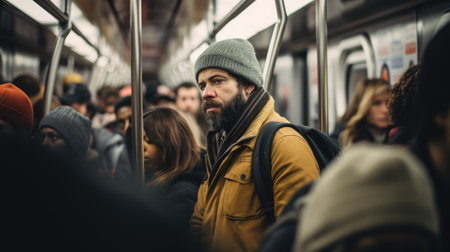 Crowd of people in the subway. People on the train.の素材