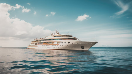 Luxury yacht in the sea. Vintage style toned pictureの素材