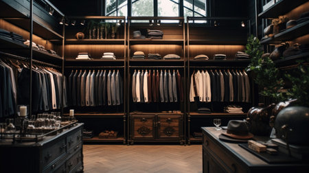 luxury and fashionable european different clothes shop in modern mallの素材