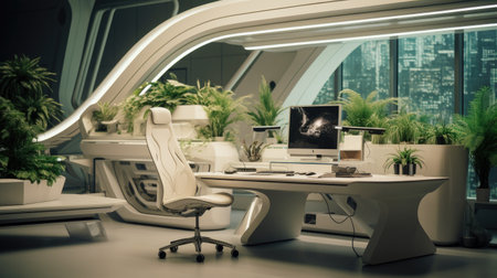 Interior of a modern office. 3d rendering, 3d illustration.の素材