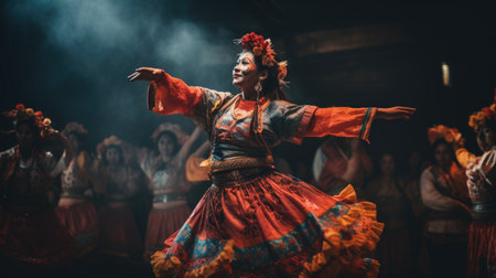 Indian dancers perform in Kolkata, West Bengal.の素材