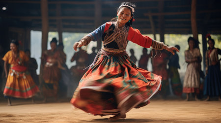 Unidentified woman dancing in traditional costume in Chiang Mai, Thailand.の素材