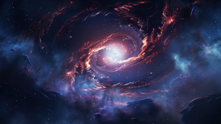 Deep space. Science fiction wallpaper. Beauty of deep space. Billions of galaxies in the universe Cosmic art backgroundの素材