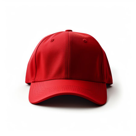Red baseball cap isolated on white background with clipping path. 3D illustrationの素材