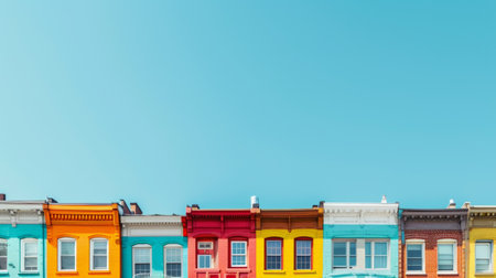 Colorful facades of houses on a sunny day in Baltimoreland.の素材