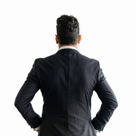Rear view of a businessman standing with his back to the cameraの素材