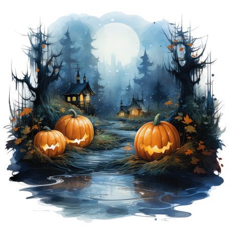 Watercolor Pumpkins Clip Art, Generative Aiの素材