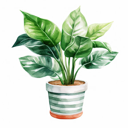 Watercolor Potted Plants Illustration, Generative Aiの素材