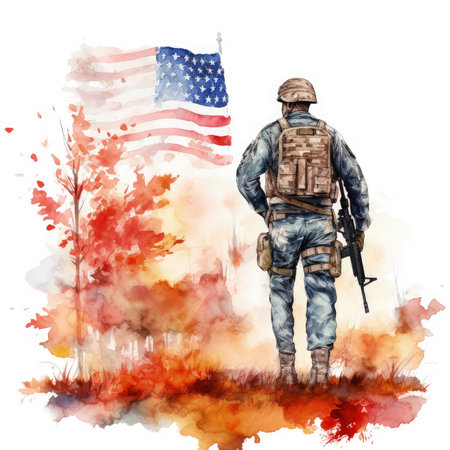 Watercolor veterans day Illustration, Generative Aiの素材