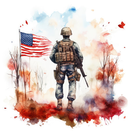 Watercolor veterans day Illustration, Generative Aiの素材