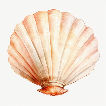 Watercolor seashell Illustration, Generative Aiの素材