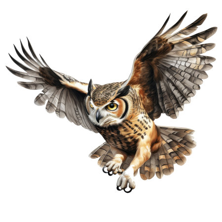 Watercolor owl Illustration, Generative Aiの素材