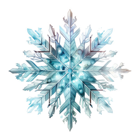 Watercolor Christmas snowflake Illustration, Generative Aiの素材