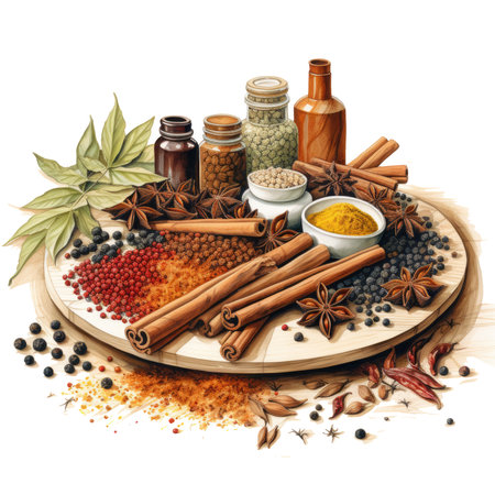 Watercolor kitchen Spice Rack Illustration, Generative Aiの素材