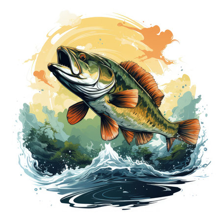 Watercolor Fishing artwork Illustration, Generative Aiの素材