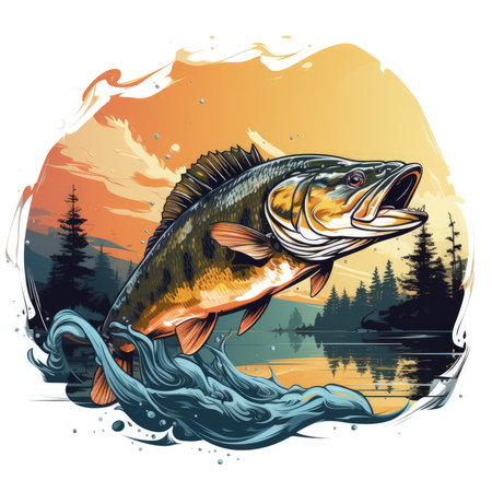 Watercolor Fishing artwork Illustration, Generative Aiの素材