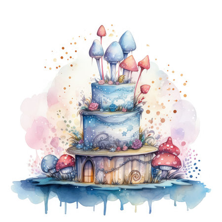 Watercolor Celebrationium Illustration, Generative Aiの素材