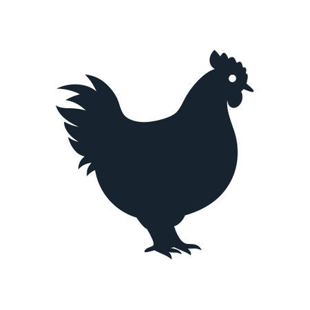 A chicken silhouette vector is a simple outline of a chicken used in digital design featuring clean lines and shapes to represent the bird in various creative projects.のイラスト素材