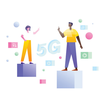 5g technology concept. Vector flat graphic design illustration of 5g wireless internet connection.