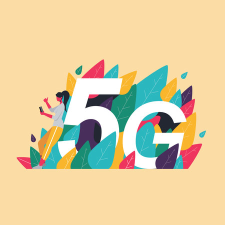 Vector illustration of 5G new wireless internet high speed connection and high speed internet.