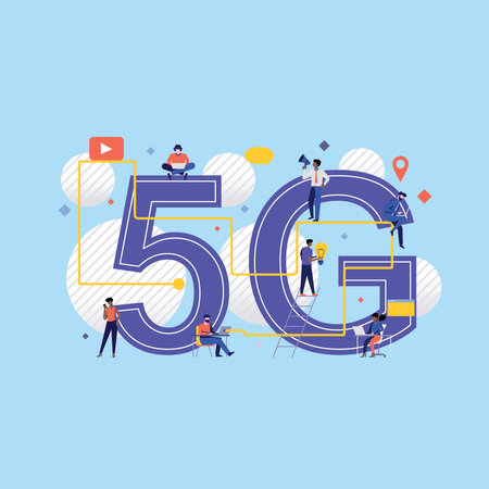 5G technology concept. Flat design vector illustration. Global network connection.