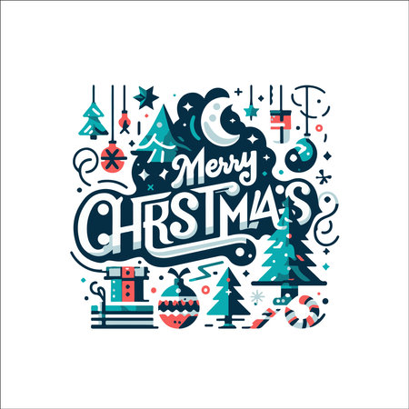 Merry Christmas and Happy New Year Greeting Card, Vector Illustrationのイラスト素材