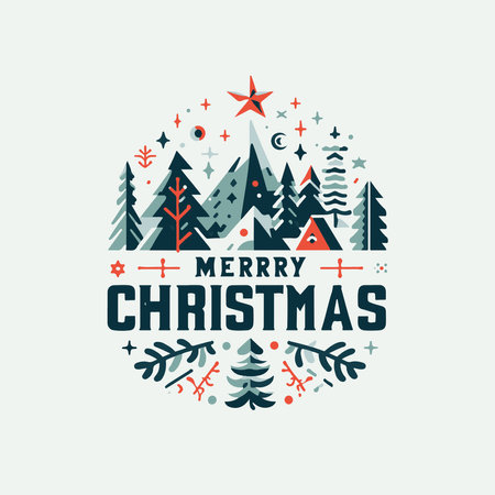 Merry Christmas and Happy New Year greeting card, vector illustration.のイラスト素材